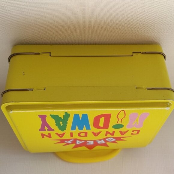 GREAT Canadian Midway Niagara Falls Mini Lunch Box BRIGHT Yellow METAL - Picture 7 of 7